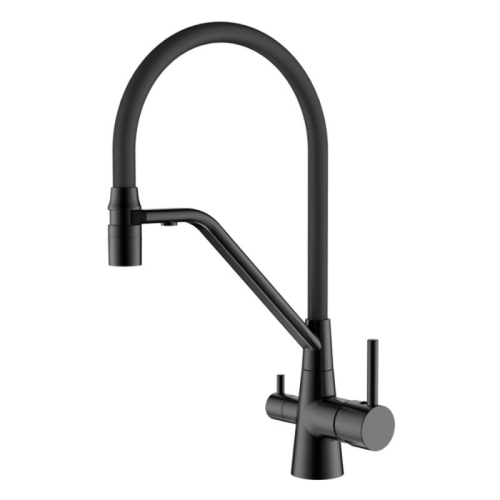 Kitchen faucet WISENT WL5908D-23 gunmetal with flexible spout and drinking water filter tap