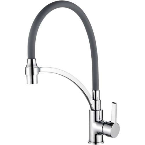 WISENT WL5500-0 chrome kitchen faucet, grey flexible spout — Wisent.lv